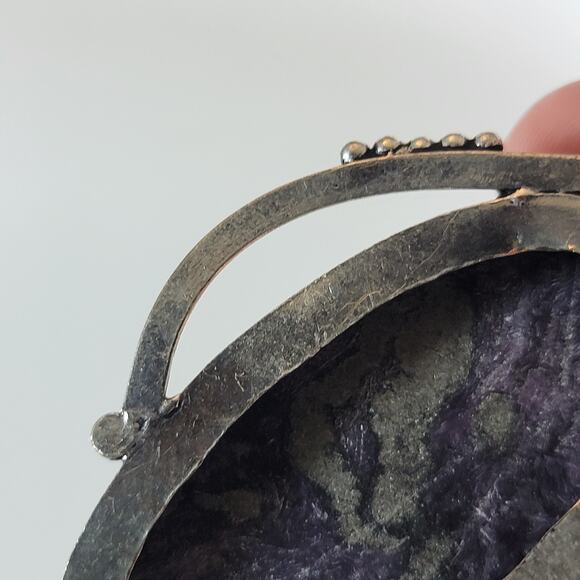 Charoite Pendant Necklace – With Citrine Accent + 20" Sterling Silver Chain - Picture 10 of 10